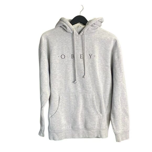 Obey Worldwide Logo Hoodie Size Medium Men’s Gray Hooded Sweatshirt Streetwear - Picture 1 of 6